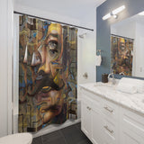 'Faces of Dali, No. 26'. Fabric Shower Curtain