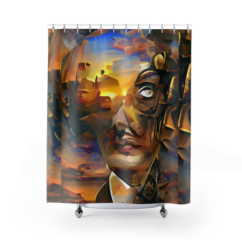 'Faces of Dali'. Fabric Shower Curtain